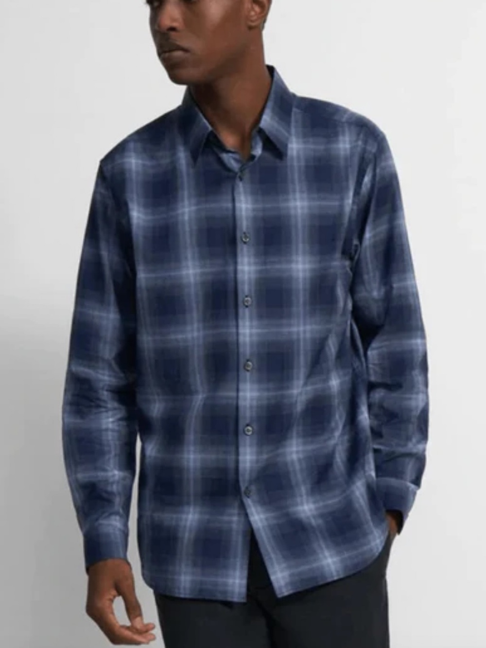 Theory Irving flannel in Blue Baltic multi size XL